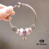 Pandora Silver Pink Elegant Orchid New Arrival! Silver pink faceted glass beads, heart spacer bead, elegant orchid pendant, sparkling diamond-like snowflake charm, S925 silver with official boutique packaging!