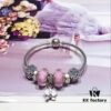 Pandora Silver Pink Elegant Orchid New Arrival! Silver pink faceted glass beads, heart spacer bead, elegant orchid pendant, sparkling diamond-like snowflake charm, S925 silver with official boutique packaging!
