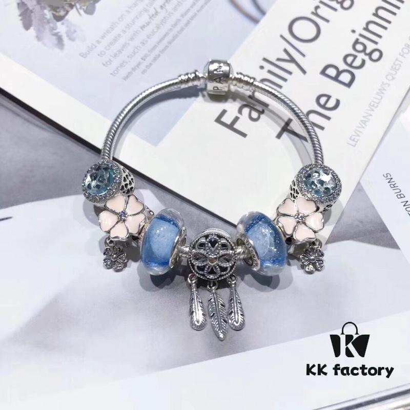 Pandora Ice Blue and Elegant Pink Romantic Dream Catcher New Arrival! Perfect 1:1 Craftsmanship with Store-Quality Materials, Comparable to Authentic Counter Quality! Featuring Ice Blue Glow-in-the-Dark Glass Bead, Elegant Pink Flower 🌸, Sparkling Ice Blue Heart ✨, Dreamy Dream Catcher Design, Made in S925 Sterling Silver with Original Boutique Packaging!