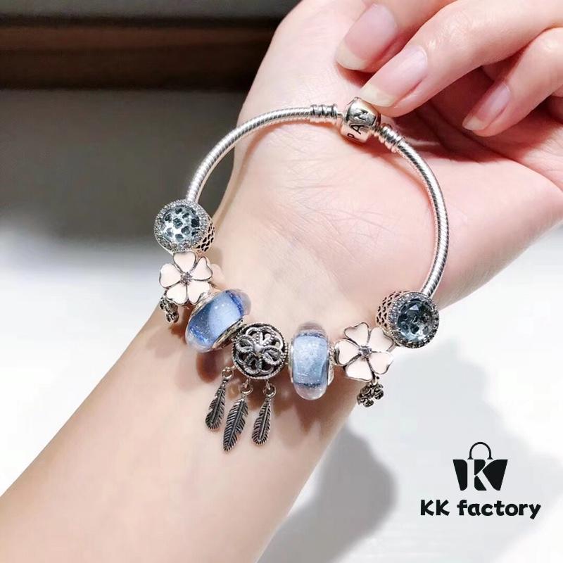 Pandora Ice Blue and Elegant Pink Romantic Dream Catcher New Arrival! Perfect 1:1 Craftsmanship with Store-Quality Materials, Comparable to Authentic Counter Quality! Featuring Ice Blue Glow-in-the-Dark Glass Bead, Elegant Pink Flower 🌸, Sparkling Ice Blue Heart ✨, Dreamy Dream Catcher Design, Made in S925 Sterling Silver with Original Boutique Packaging!
