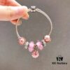 Pandora Rose Elegant Pink Peach Blossom 🌸 New Arrival! High-Quality Replica with Mall-Quality Materials, Perfect Craftsmanship Comparable to Authentic Counter Version! Featuring Silver Wire, Pink Faceted Glass Beads, Delicate Cherry Blossom Spacers, Hollow Pink Rose Peach Blossom Design, S925 Sterling Silver with Original Packaging!