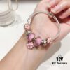 Pandora Rose Elegant Pink Peach Blossom 🌸 New Arrival! High-Quality Replica with Mall-Quality Materials, Perfect Craftsmanship Comparable to Authentic Counter Version! Featuring Silver Wire, Pink Faceted Glass Beads, Delicate Cherry Blossom Spacers, Hollow Pink Rose Peach Blossom Design, S925 Sterling Silver with Original Packaging!