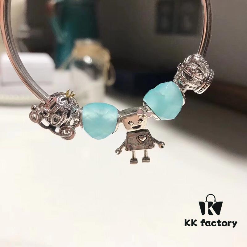 Pandora Fresh Mint Bella New Arrival! Mint Glass, Pumpkin Carriage, Crown Charm Pendant in S925 Silver with Original Packaging