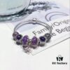 Pandora Imitation Level Purple Calm Lotus New Arrival! Silver Wire Purple Faceted Glass, Deep Purple Shiny Heart, Calm Lotus Design, S925 Silver with Original Packaging