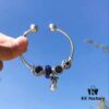 Pandora Blue Pearl Bow Knot Bracelet - New Arrival with Sparkling Blue Faceted Glass and Snowflake Cat's Eye