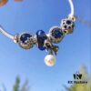 Pandora Blue Pearl Bow Knot Bracelet - New Arrival with Sparkling Blue Faceted Glass and Snowflake Cat's Eye