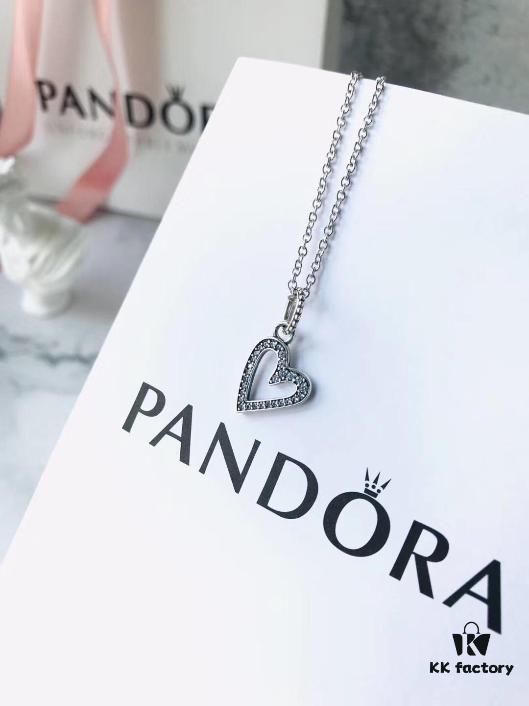 Cherish the Moment, Shine with Love ❤️ Authentic Pandora 925 Sterling Silver Openwork Minimalist Heart Necklace