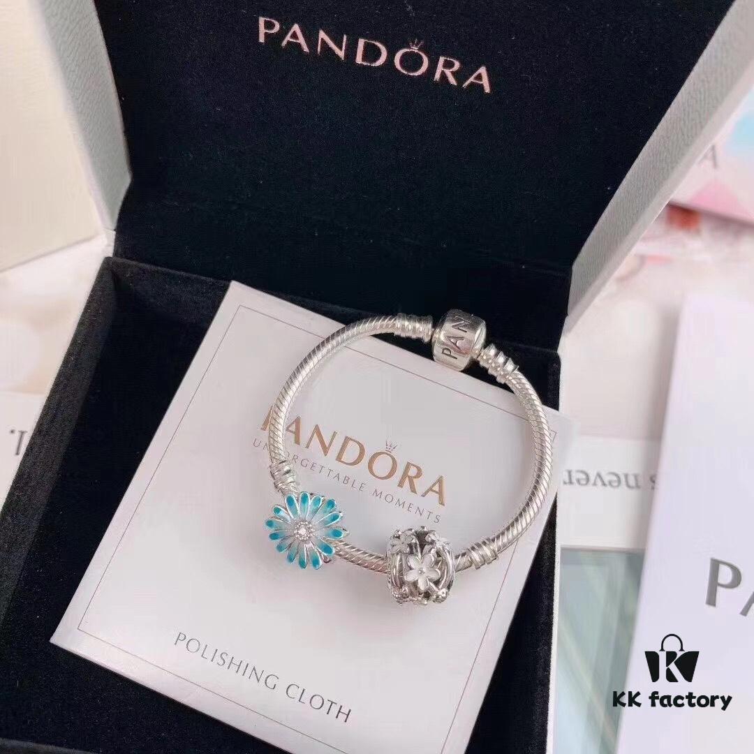 Pandora 2020 Garden Collection 'Fresh Daisy' Bracelet Set (Kids Size 13-16cm) - Blue Enamel Daisy Design