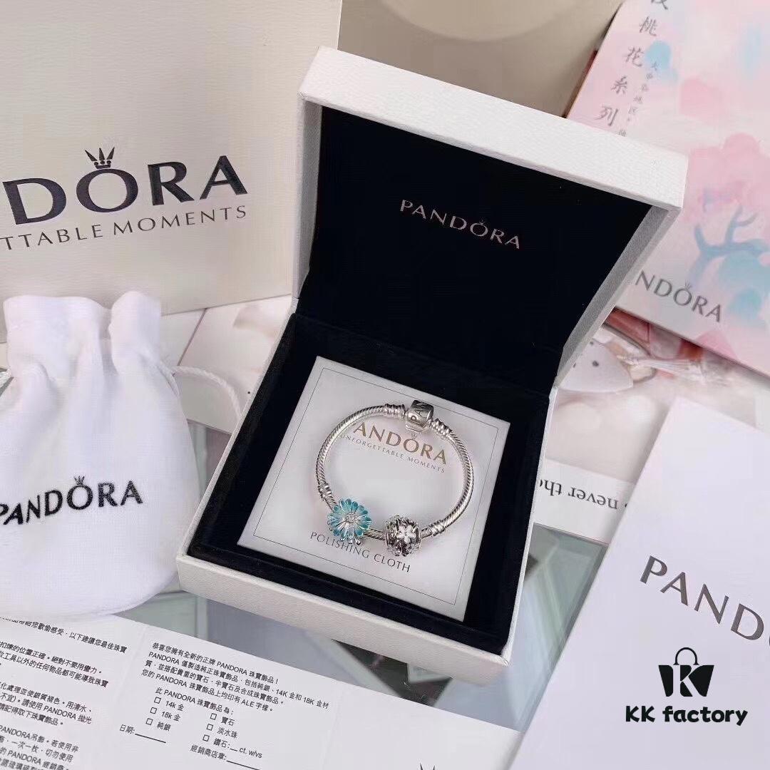 Pandora 2020 Garden Collection 'Fresh Daisy' Bracelet Set (Kids Size 13-16cm) - Blue Enamel Daisy Design