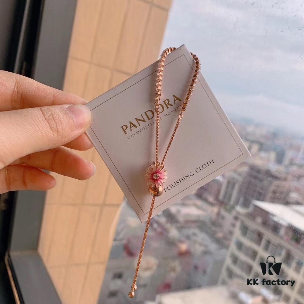 Pandora 2020 Newest Garden Collection 'Pink Daisy' Bracelet Set - Rose Gold Adjustable Bracelet, Fresh and Elegant, Perfect for Wearing or Gifting