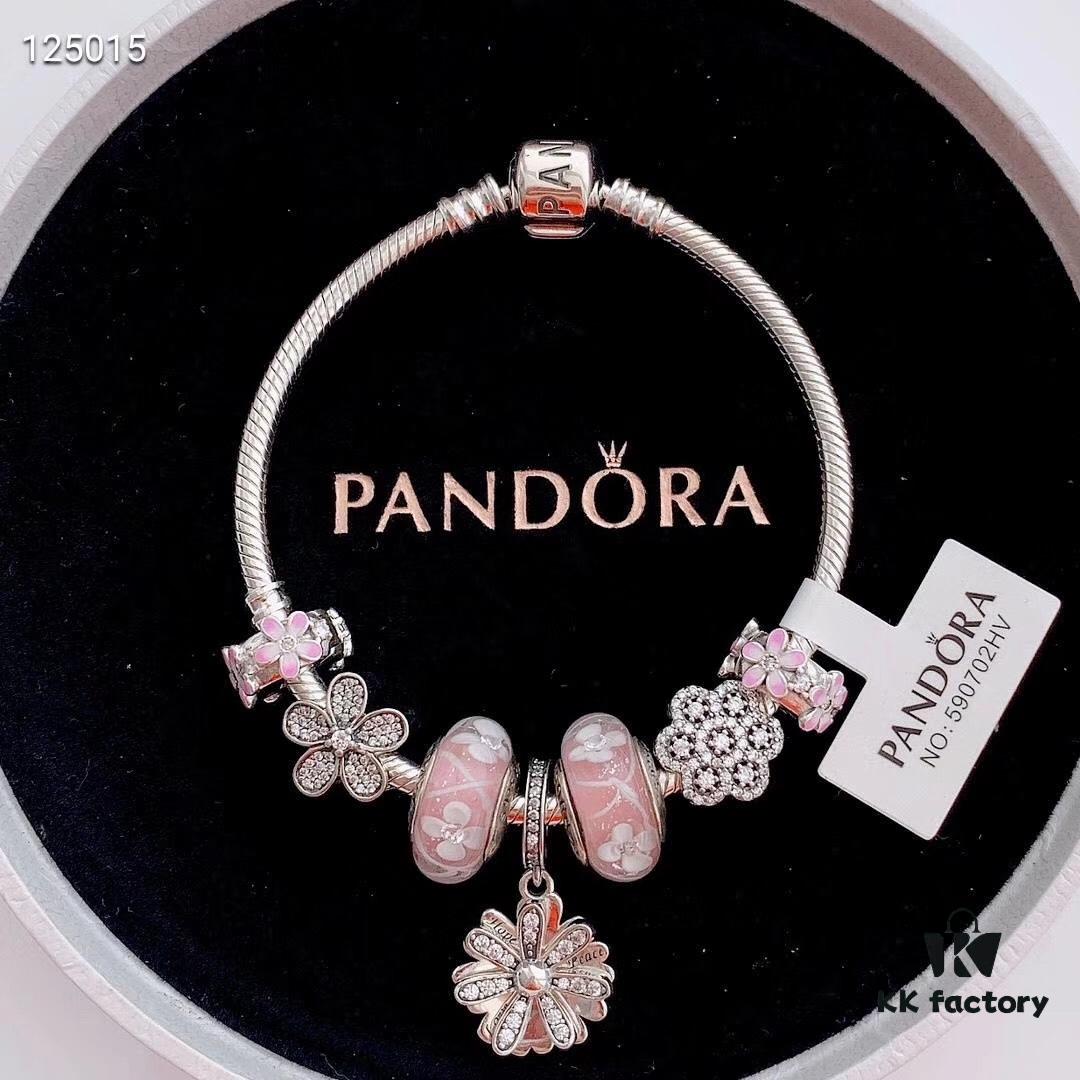 2020 Pandora Newest Garden Collection 'Pink Daisy' Bracelet Set