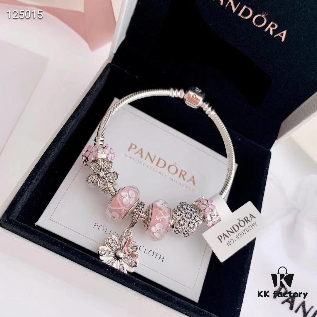 2020 Pandora Newest Garden Collection 'Pink Daisy' Bracelet Set