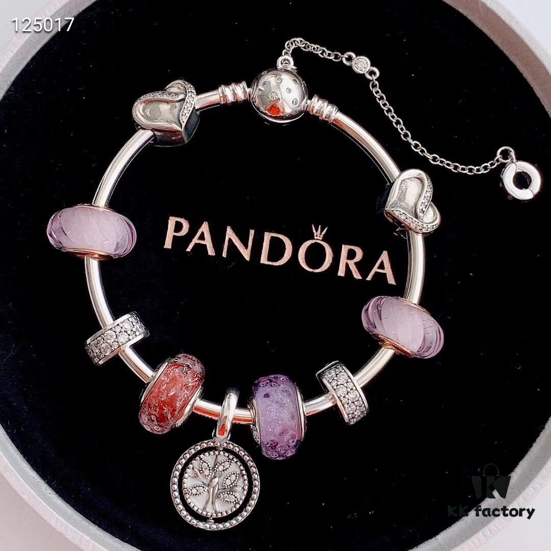 2020 Pandora Newest 'Lavender' Wave-shaped Murano Glass Bead Bracelet Set