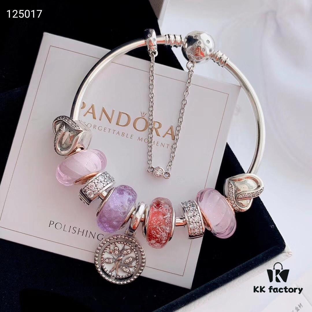 2020 Pandora Newest 'Lavender' Wave-shaped Murano Glass Bead Bracelet Set