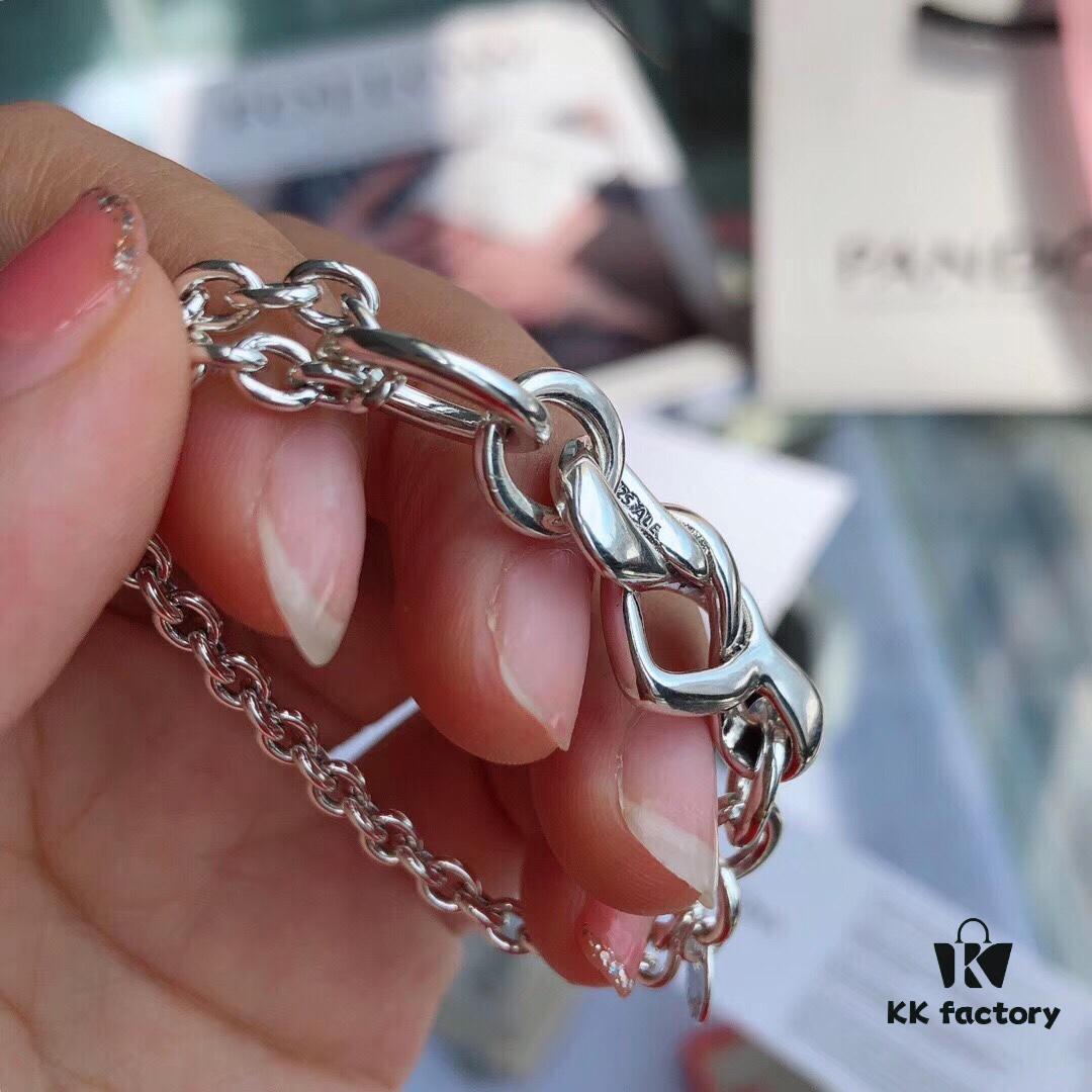 Pandora 'Bonded with Love' Minimalist 925 Sterling Silver Bracelet – Endorsed by Guan Xiaotong, Couple's Edition