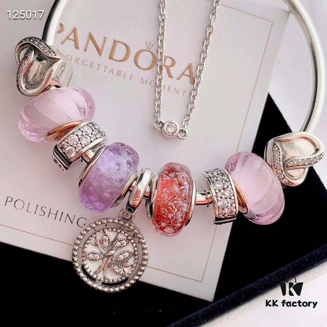 2020 Pandora Newest 'Lavender' Wave-shaped Murano Glass Bead Bracelet Set