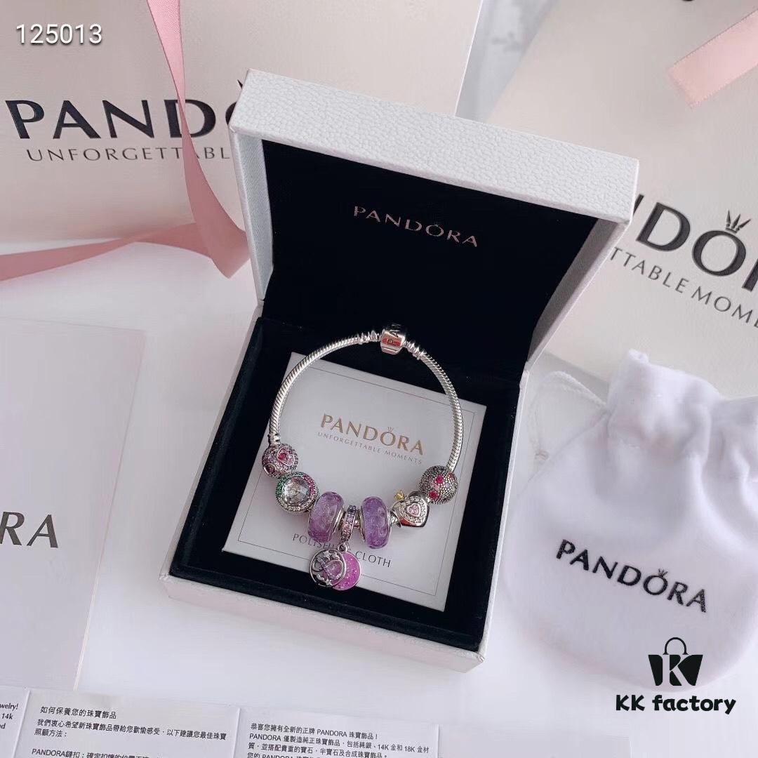 2020 Pandora Newest 'Lavender' Wave-shaped Murano Glass Bead Bracelet Set