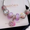2020 Pandora Newest 'Lavender' Wave-shaped Murano Glass Bead Bracelet Set