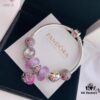 2020 Pandora Newest 'Lavender' Wave-shaped Murano Glass Bead Bracelet Set