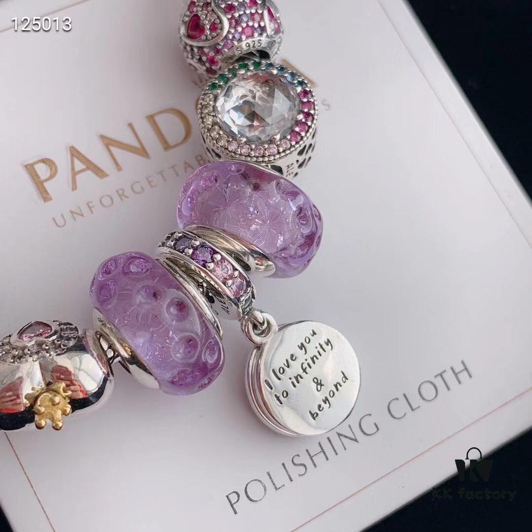 2020 Pandora Newest 'Lavender' Wave-shaped Murano Glass Bead Bracelet Set