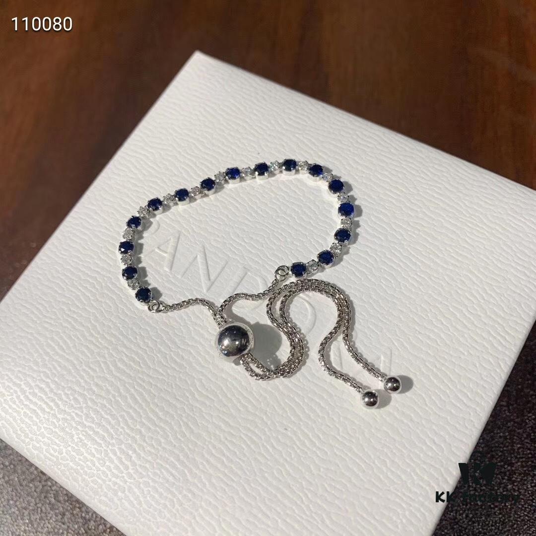 Pandora Blue and Transparent Sparkling 925 Silver Adjustable Slide Bracelet Rope 598517C01
