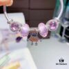 Pandora Pandora Silver Wire Purple Bella New Arrival, Silver Wire Purple Faceted Glass, Sparkling Diamond Pink Cat's Eye, Cute Robot 🤖 Bella Pendant, S925 Silver with Original Retail Packaging!