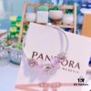 Pandora Pandora Silver Wire Purple Bella New Arrival, Silver Wire Purple Faceted Glass, Sparkling Diamond Pink Cat's Eye, Cute Robot 🤖 Bella Pendant, S925 Silver with Original Retail Packaging!