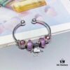 Pandora Pandora Silver Wire Purple Bella New Arrival, Silver Wire Purple Faceted Glass, Sparkling Diamond Pink Cat's Eye, Cute Robot 🤖 Bella Pendant, S925 Silver with Original Retail Packaging!