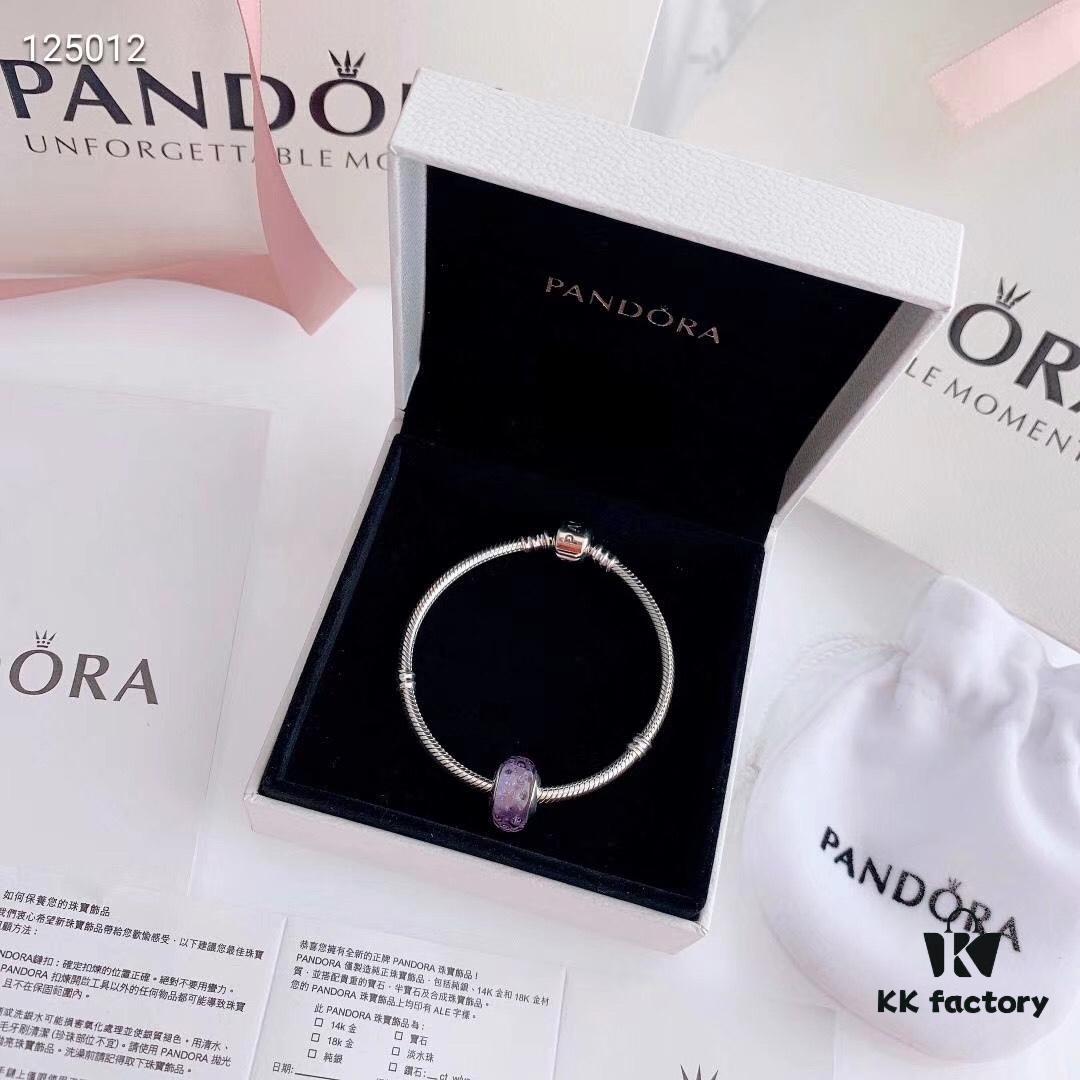 2020 Pandora Newest 'Lavender' Wave-shaped Murano Glass Bead Bracelet Set