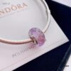 2020 Pandora Newest 'Lavender' Wave-shaped Murano Glass Bead Bracelet Set