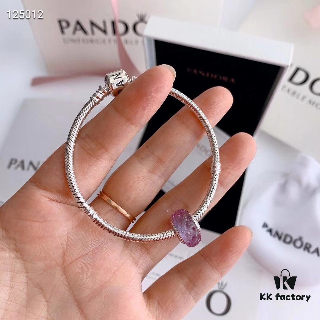 2020 Pandora Newest 'Lavender' Wave-shaped Murano Glass Bead Bracelet Set