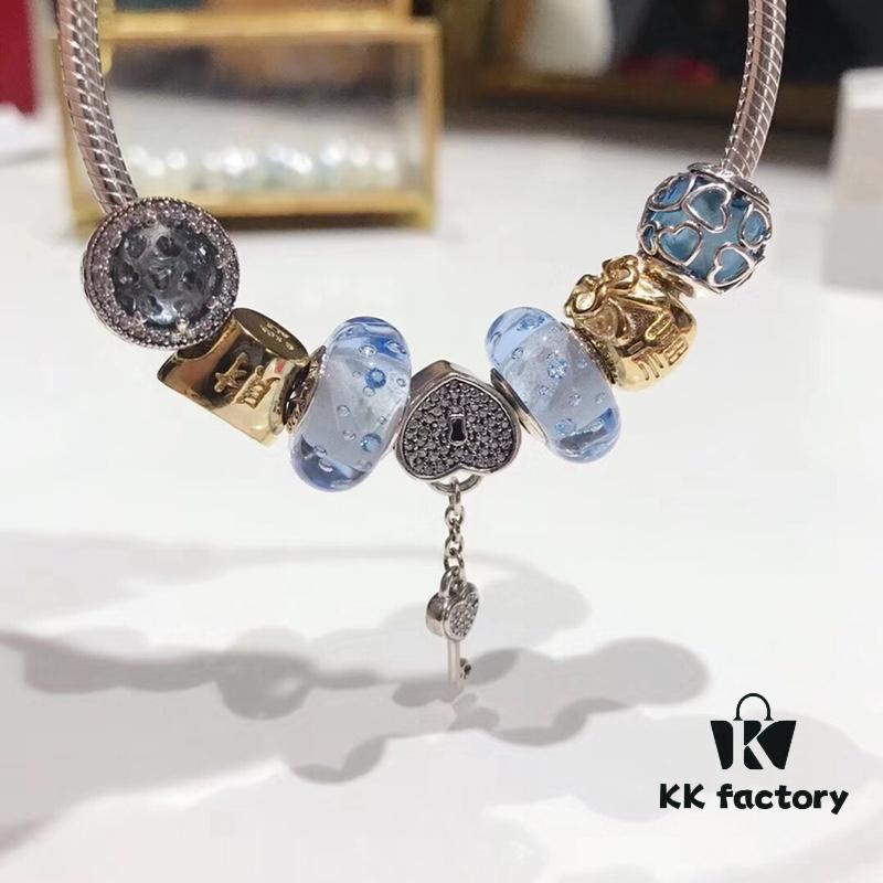 Pandora Ice Blue Bubble Heart Key New Arrival