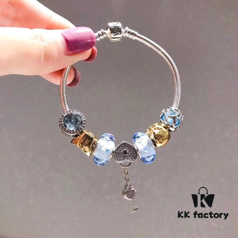 Pandora Ice Blue Bubble Heart Key New Arrival