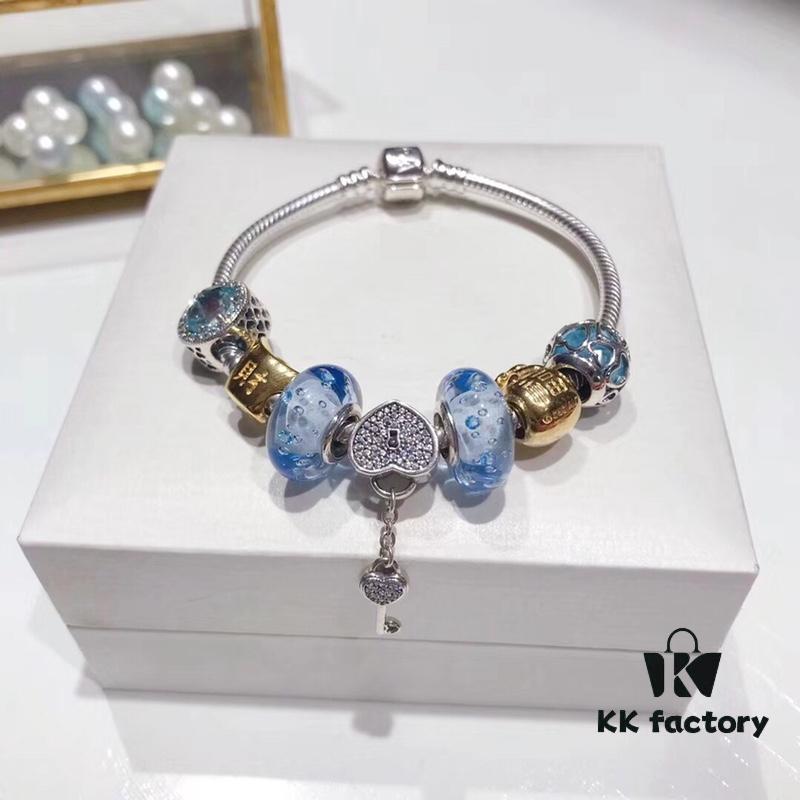 Pandora Ice Blue Bubble Heart Key New Arrival