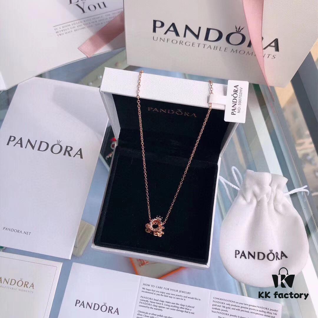 Goddess Festival Gift 🔥💕 Guan Xiaotong's Same-Style Pandora 'Elegant Life' Necklace Set, Rose Gold Crown 👑 and Carriage, a Fairytale Dream Come True, Cinderella's Pumpkin Carriage and Princess Crown Known to All