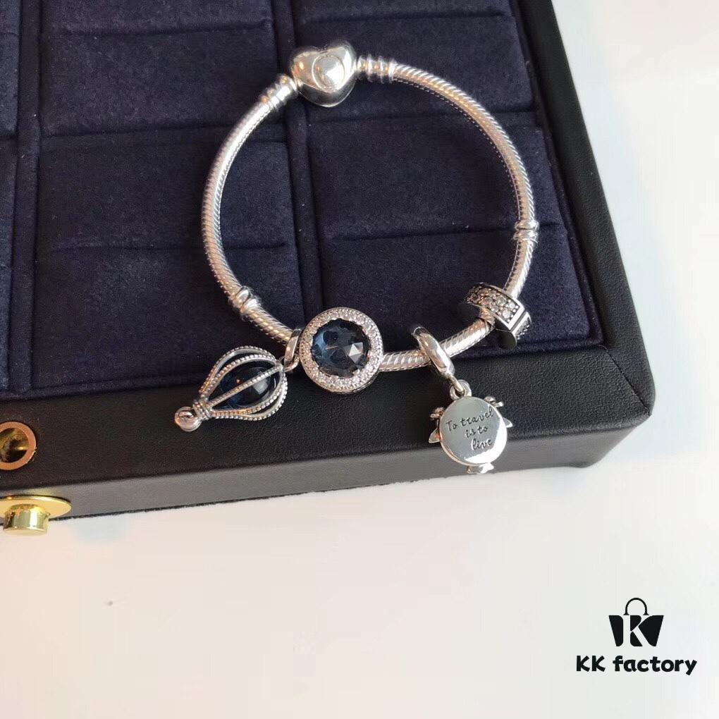 Pandora Sweet Holiday Bracelet Set - Guan Xiaotong Same Style Ocean Heart, Hot Air Balloon, and Airplane Charms