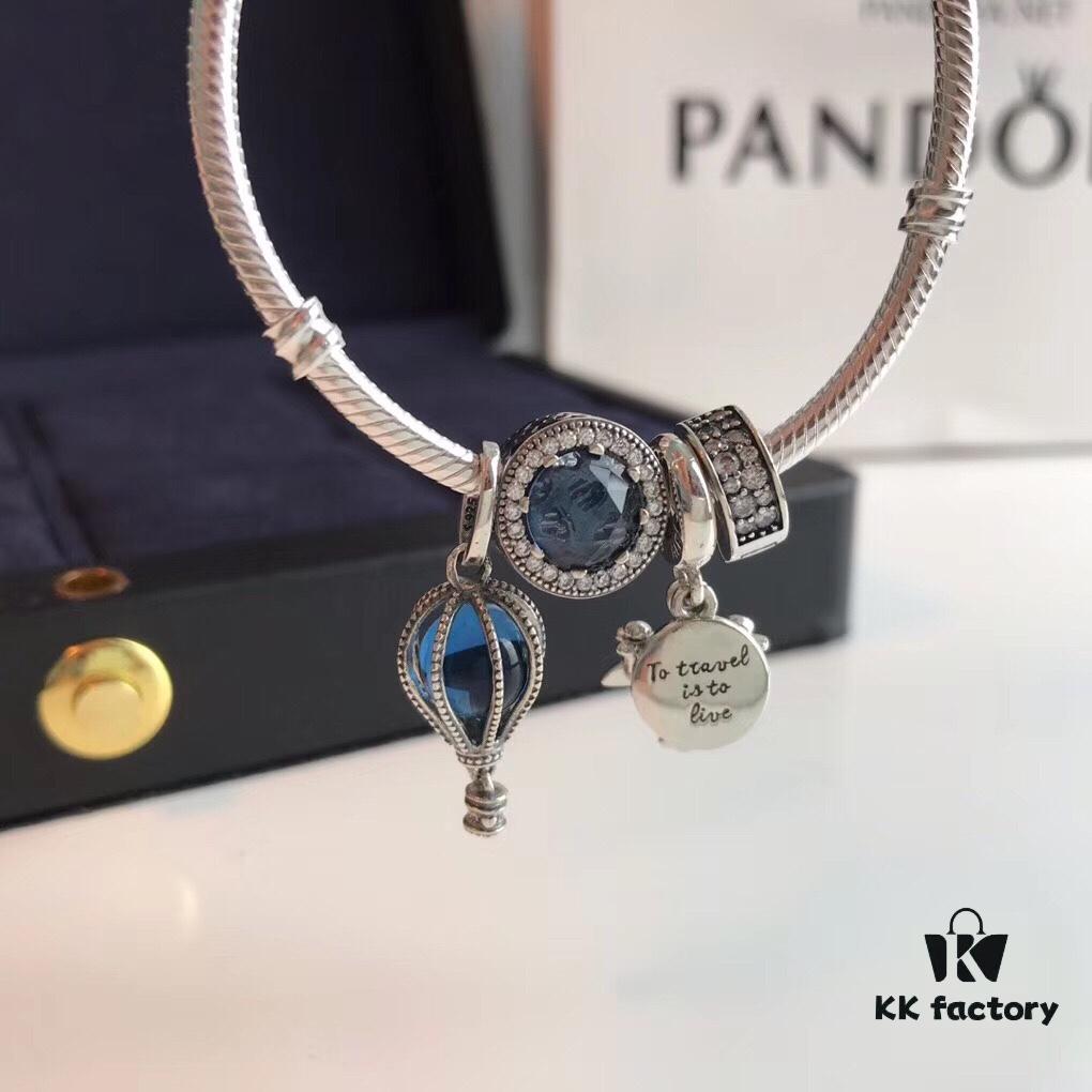 Pandora Sweet Holiday Bracelet Set - Guan Xiaotong Same Style Ocean Heart, Hot Air Balloon, and Airplane Charms