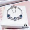 Pandora Pandora's Starry Sky Horizon New Arrival Elegant Dark Blue Flash Diamond Cat Eye Bracelet with Lucky Coin Charm and Heart Safety Chain in S925 Silver
