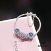 Pandora Pandora's Starry Sky Horizon New Arrival Elegant Dark Blue Flash Diamond Cat Eye Bracelet with Lucky Coin Charm and Heart Safety Chain in S925 Silver