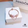 Pandora Rose Pink Sparkling Diamond Gift Box Set, Silver Wire Pink Faceted Glass, Imitation Snowflake Design, Authentic-Like Material and Craftsmanship
