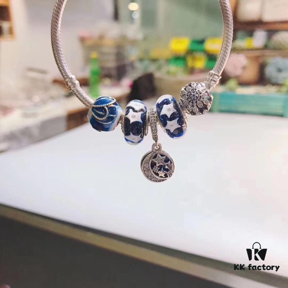 Pandora Blue Star Nostalgic Night Sky New Arrival, Blue Star Starburst Enamel Bead, Blue Snowflake Bead, Nostalgic Night Sky Pendant