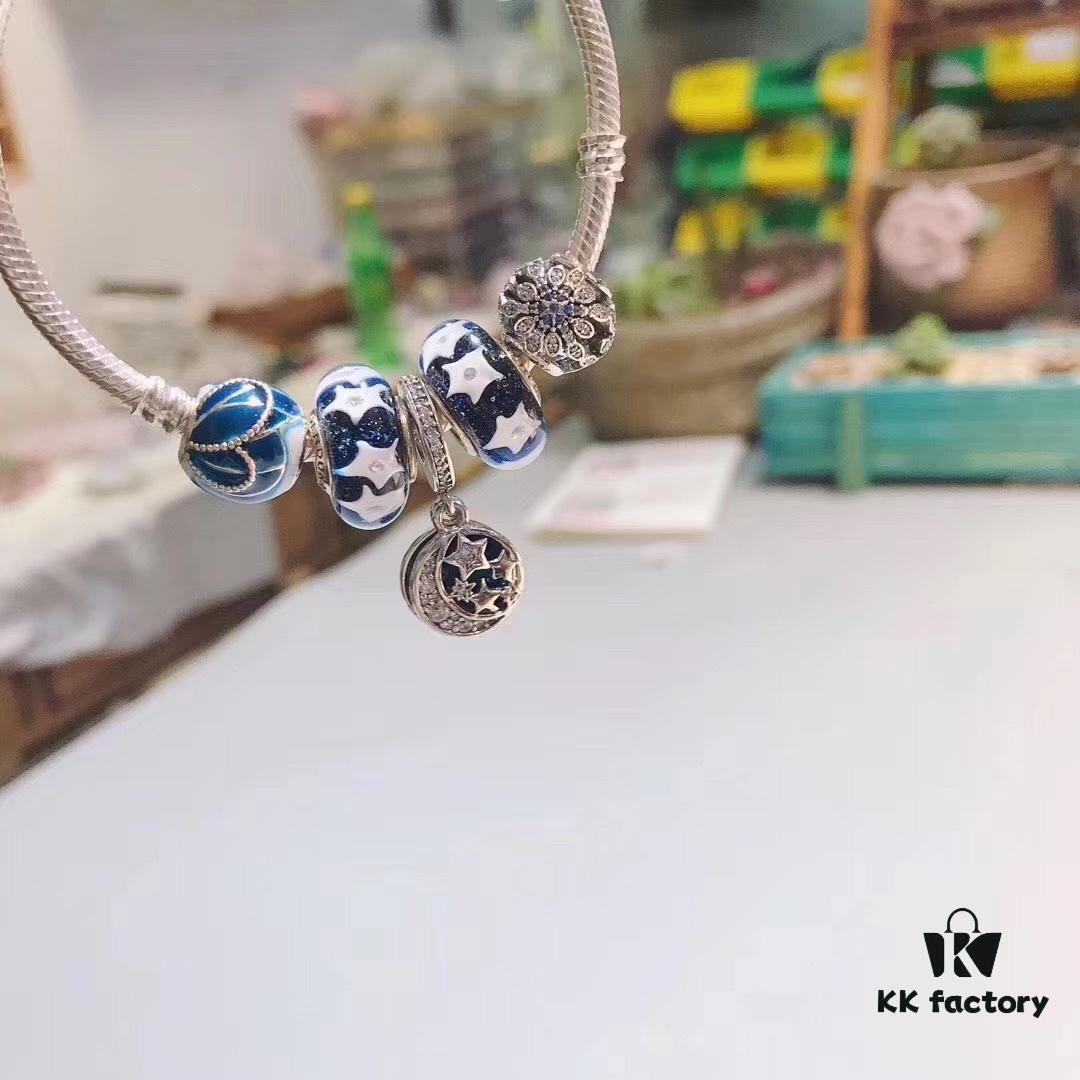 Pandora Blue Star Nostalgic Night Sky New Arrival, Blue Star Starburst Enamel Bead, Blue Snowflake Bead, Nostalgic Night Sky Pendant