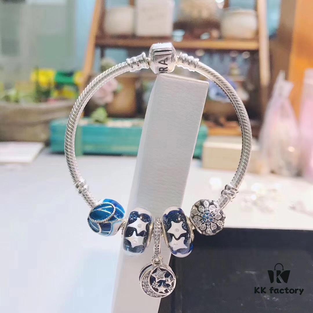 Pandora Blue Star Nostalgic Night Sky New Arrival, Blue Star Starburst Enamel Bead, Blue Snowflake Bead, Nostalgic Night Sky Pendant