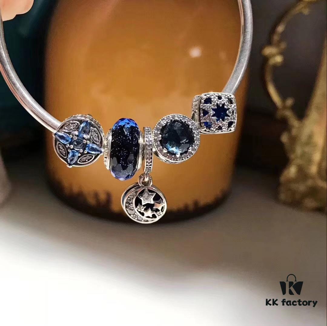 Pandora Blue Star and Moon ☪ New Arrival! Premium Craftsmanship with Authentic Materials, Perfect Replica of Official Store Quality