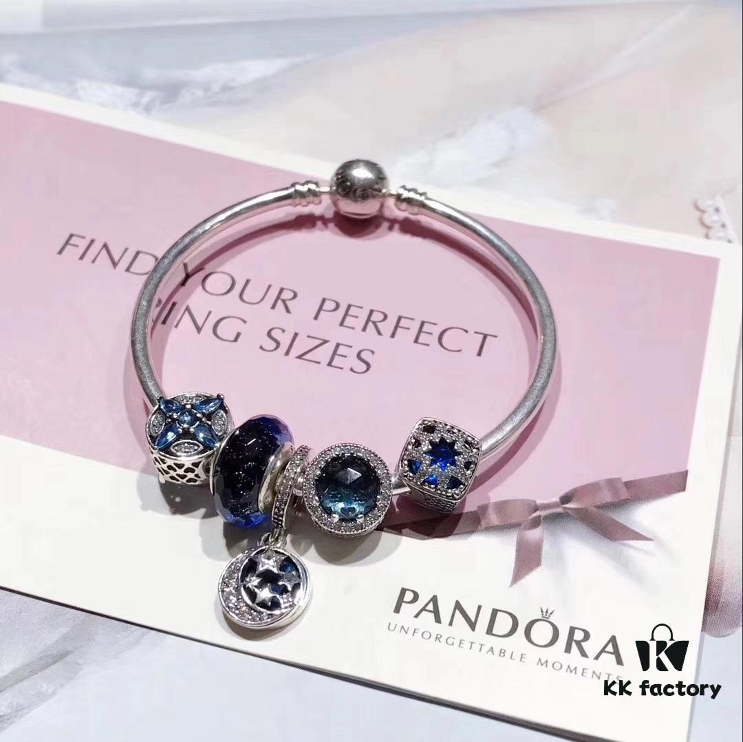 Pandora Blue Star and Moon ☪ New Arrival! Premium Craftsmanship with Authentic Materials, Perfect Replica of Official Store Quality