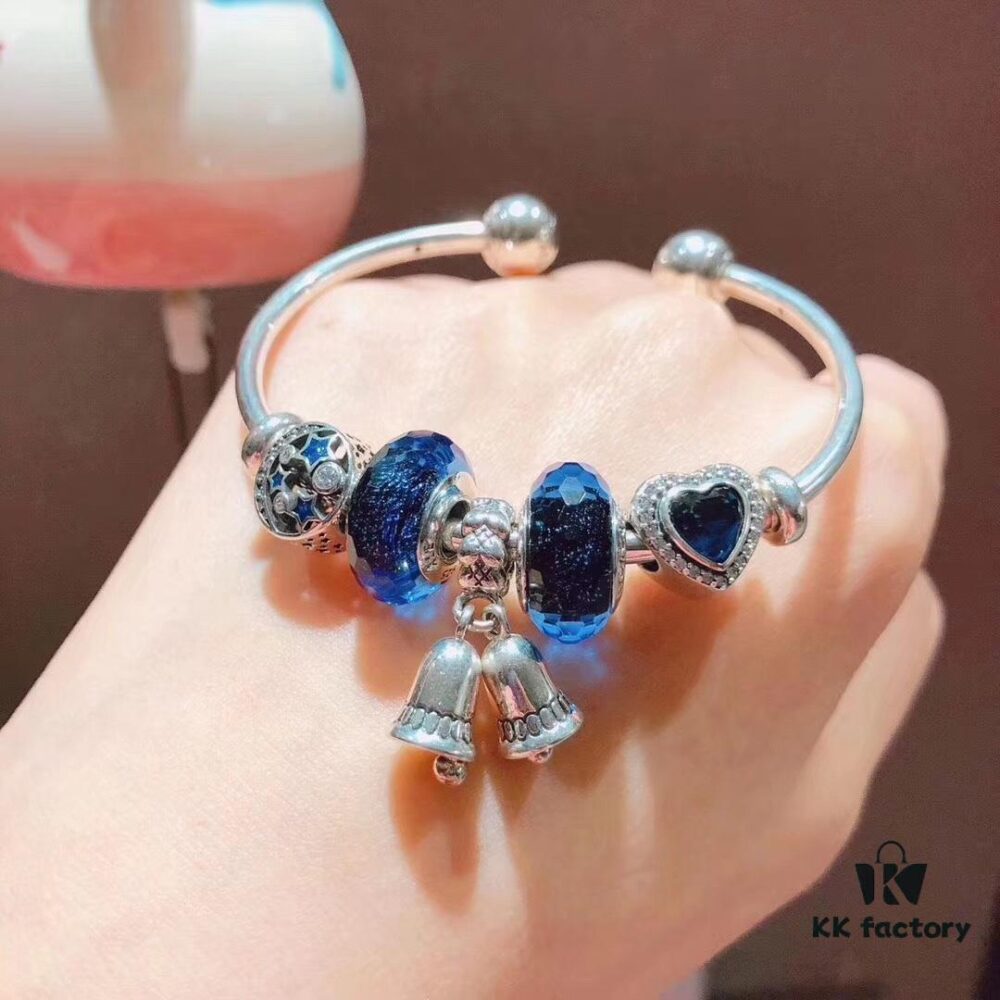 Pandora Blue Magical Bell Pendant - New Arrival, ZP-Grade Craftsmanship with Faceted Blue Glass and Celestial Moon & Star Design