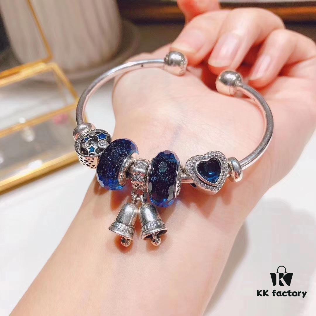 Pandora Blue Magical Bell Pendant - New Arrival, ZP-Grade Craftsmanship with Faceted Blue Glass and Celestial Moon & Star Design