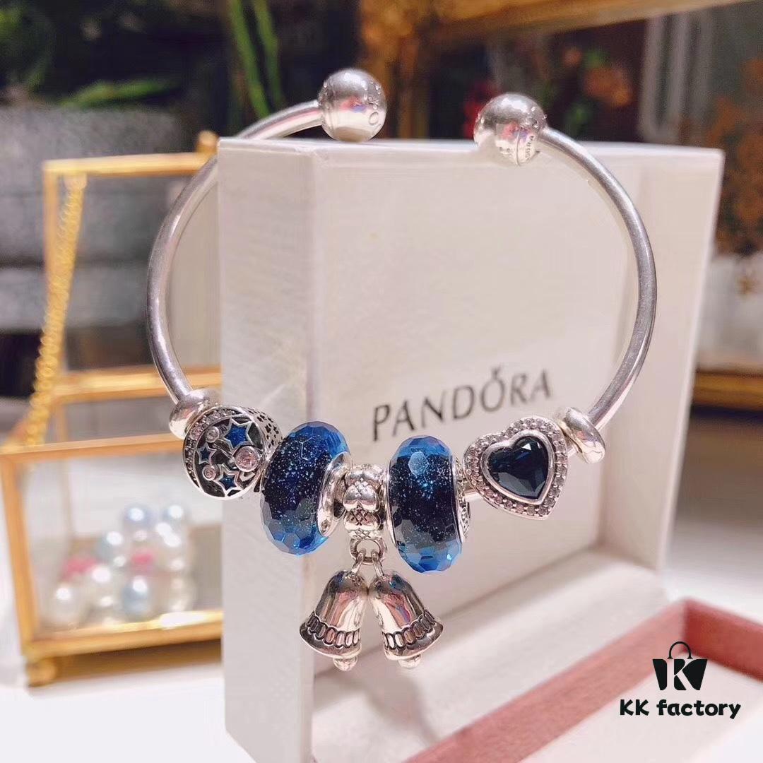 Pandora Blue Magical Bell Pendant - New Arrival, ZP-Grade Craftsmanship with Faceted Blue Glass and Celestial Moon & Star Design
