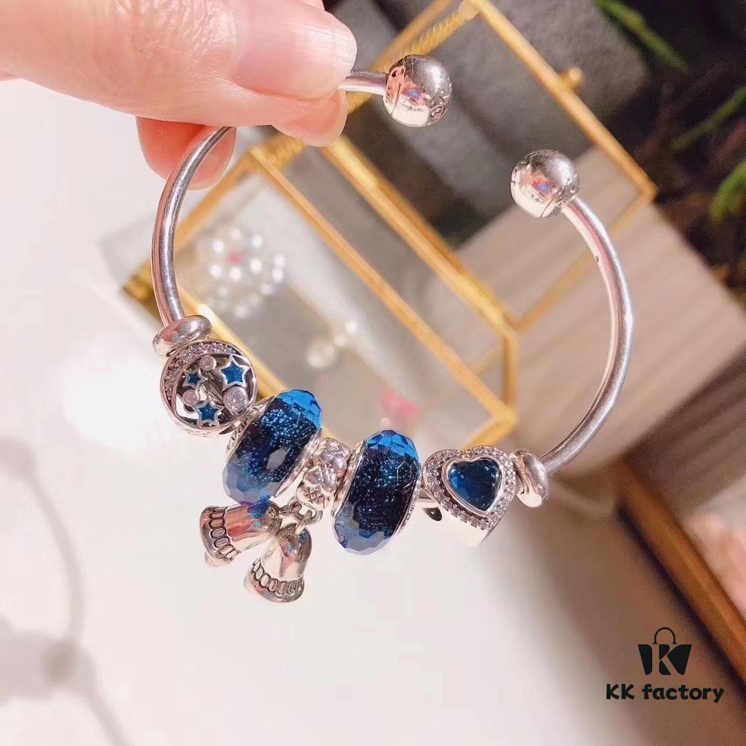 Pandora Blue Magical Bell Pendant - New Arrival, ZP-Grade Craftsmanship with Faceted Blue Glass and Celestial Moon & Star Design