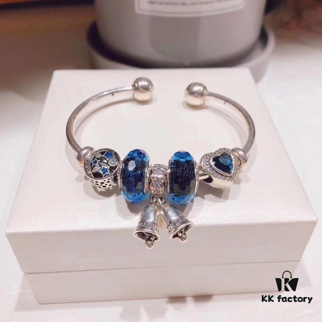 Pandora Blue Magical Bell Pendant - New Arrival, ZP-Grade Craftsmanship with Faceted Blue Glass and Celestial Moon & Star Design